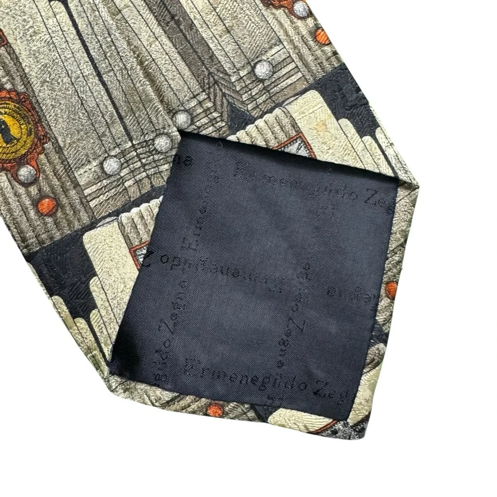 Ermenegildo Zegna VTG Pure Silk Big Ben Mens Tie 3.75 Inch Width